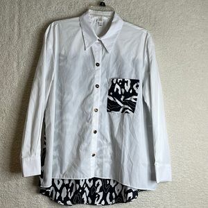 River Island Mens Casual Dress Shirt Black and White Animal Print SIZE MEDIUM